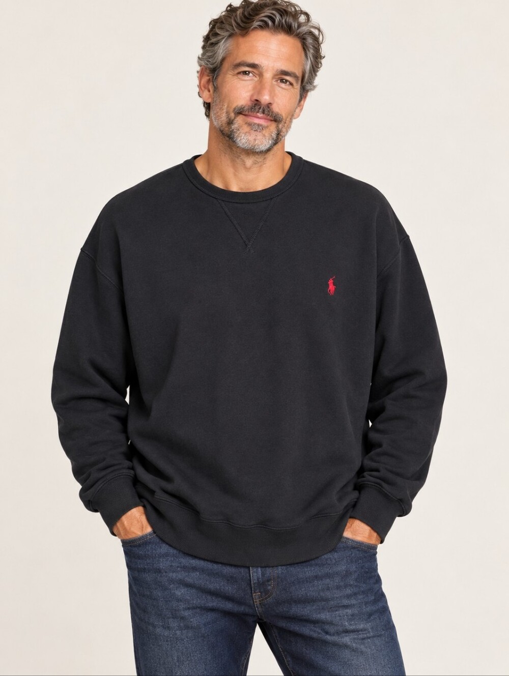 Polo Ralph Lauren Men’s Crewneck Sweatshirt 2XLT Black Red Pony Big Tall